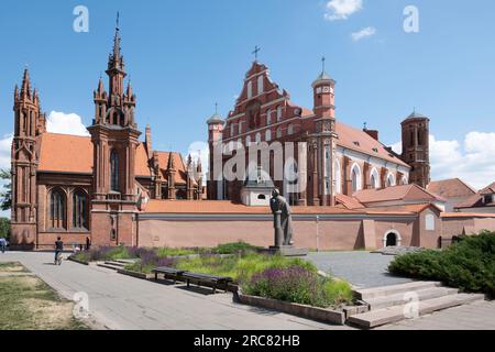 Roman catholic Church of St. Francis and St. Bernard and St. Anne's Church in Vilnius. Important examples of Gothic architecture in Lithuania Stock Photo