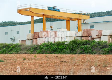 marble quarry plant, close-up on marble there is a place for an inscription Stock Photo