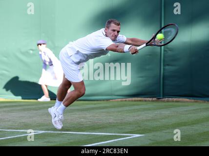 London, UK. 07th July, 2023. Tallon Griekspoor and Bart Stevens of the Netherlands during day five of the 2023 Wimbledon Championships at the All England Lawn Tennis and Croquet Club, Wimbledon in London on Friday, July 07, 2023. (Photo by Hugo Philpott/BSR Agency) Credit: BSR Agency/Alamy Live News Stock Photo
