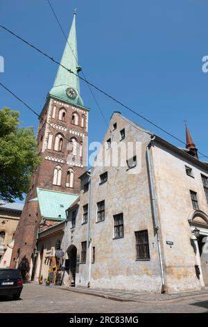 St. James's Cathedral in Jēkaba iela street. The church is dedicated to Saint James the Greater in Riga Stock Photo