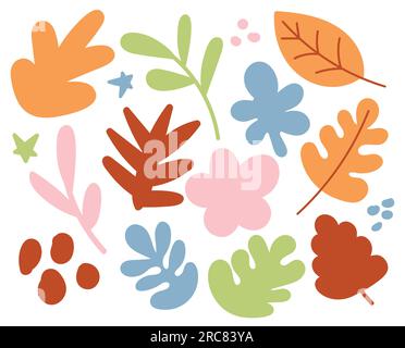 Abstract doodle hand drawn various shapes. Doodle objects sketchy autumn color background. Stock Vector