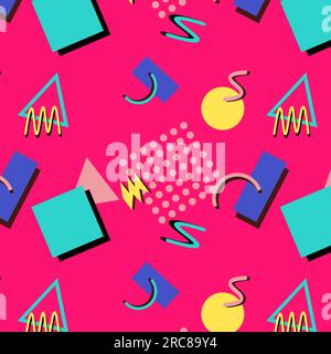 geometry pattern memphis on a pink background Stock Vector