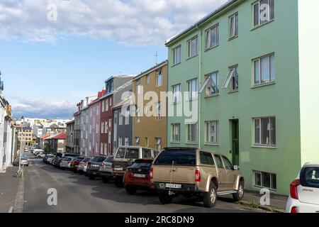 Reykjavik, Iceland - 06.21.2023: Colorful houses in Reykjavik, Iceland Stock Photo