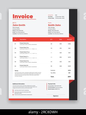 Modern corporate minimalist business invoice template design Stock Vector