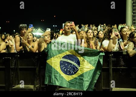 Fans waiting for the concert of Maluma on July 12, 2023 at Ippodromo delle Capannelle in Rome, Italy Stock Photo