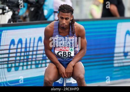 Chorzow, Poland. 23 June, 2023: Alex Haydock-Wilson of Great Britain reacts in Men's 400m race during the European Teams Athletics Championships, European Games - Day 4 at Slaski Stadium in Chorzow, Poland. June 23, 2023. (Photo by Nikola Krstic/Alamy) Stock Photo