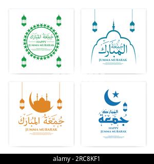Vector Illustration of Jumma mubarak calligraphy of jummah day, backgrounds or post design, greeting cards, Friday the day of blessing for Muslims Stock Vector