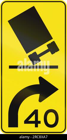 An Australian warning traffic sign - Advisory speed for trucks due to ...
