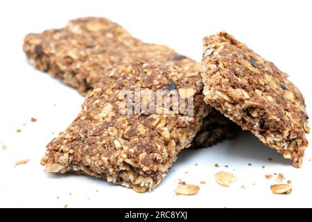 Opened Packet of Nature Valley Crunchy Oats and Dark Chocolate Snack Bars Revealing Two Bars One Broken in Half Stock Photo