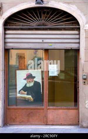 Florence, Italy - April 5, 2022: The Chabad House near the Great Synagogue of Florence in Florence, in Italy. Stock Photo