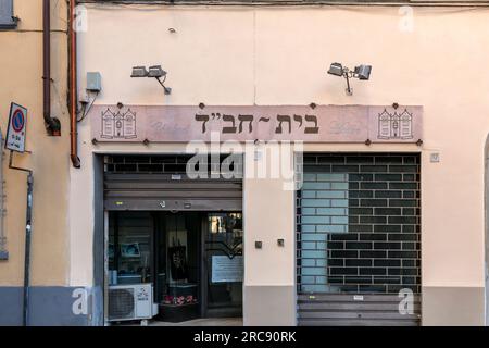 Florence, Italy - April 5, 2022: The Chabad House near the Great Synagogue of Florence in Florence, in Italy. Stock Photo