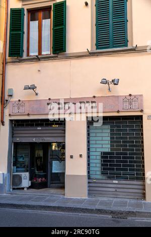 Florence, Italy - April 5, 2022: The Chabad House near the Great Synagogue of Florence in Florence, in Italy. Stock Photo