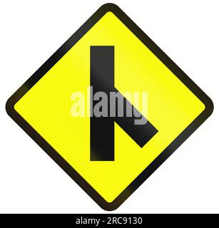 Indonesian road warning sign: 45 Degree Intersection Stock Photo