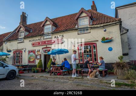 The Hill House Inn or public houes in the small coastal village of Happisburgh, Norfolk, England. Stock Photo