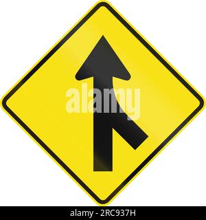 Australian road warning sign - Merge ahead from the right Stock Photo