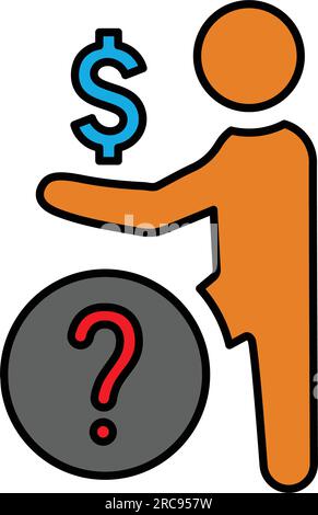 Investment confusion icon. Striking design ideal for web, print files, online design, commercial use, or any type of design project. Stock Vector