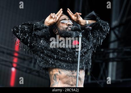 Norwegian rapper Arif performing live at Slottsfjell festival in Norway ...