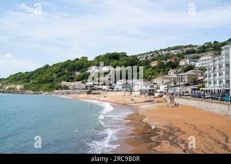 General view of the beach at Ventnor on the Isle of Wight on a sunny summer day. Stock Photo