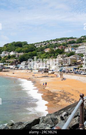 General view of the beach at Ventnor on the Isle of Wight on a sunny summer day. Stock Photo