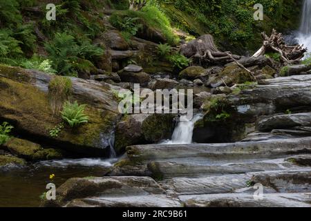 Pistyll Rhaeadr waterfall in Powys Wales Stock Photo