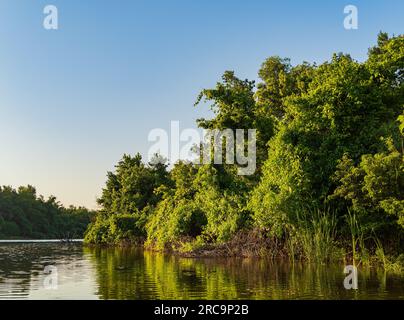 Sunny landscape of Lake Overholser at Oklahoma Stock Photo