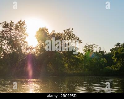 Sunny landscape of Lake Overholser at Oklahoma Stock Photo