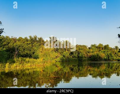 Sunny landscape of Lake Overholser at Oklahoma Stock Photo