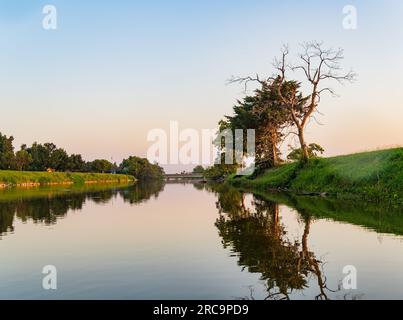 Sunny landscape of Lake Overholser at Oklahoma Stock Photo