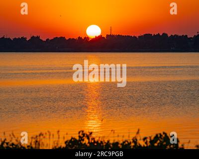 Sunset landscape of Lake Overholser at Oklahoma Stock Photo