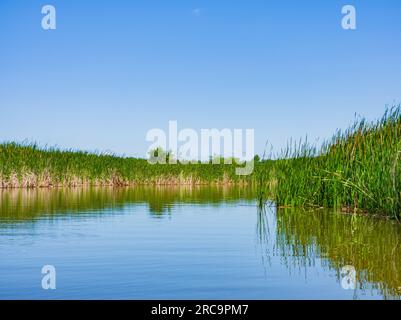 Sunny landscape of Lake Overholser at Oklahoma Stock Photo