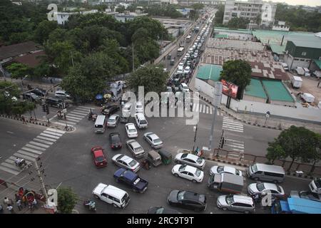 Dhaka Bangladesh 13july2023. traffic jam in dhaka city. this photo was taken tejgoan dhaka Bangladesh. Nazmul Islam/ alamy live news. Stock Photo