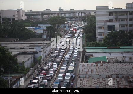 Dhaka Bangladesh 13july2023. traffic jam in dhaka city. this photo was taken tejgoan dhaka Bangladesh. Nazmul Islam/ alamy live news. Stock Photo