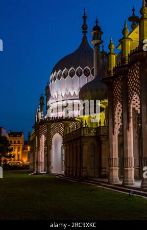 BRIGHTON, GREAT BRITAIN - SEPTEMBER 16, 2014: This is the Royal Pavilion, the former seaside residence of the kings of Great Britain, at night. Stock Photo