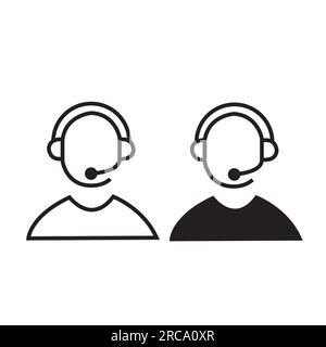 Two people with telephone headset on a white background with copy space Stock Vector