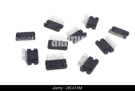 microcircuit isolated on white background Stock Photo
