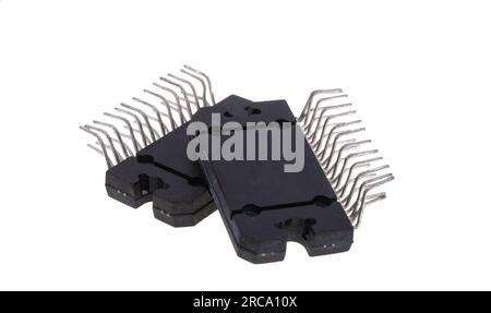 microcircuit isolated on white background Stock Photo
