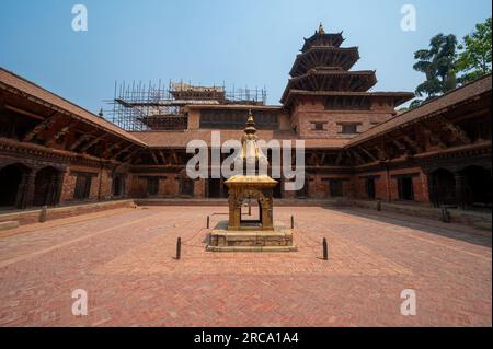 A landscape around Patan Durbar Square, is situated at the centre of the city of Lalitpur in Nepal. It is one of the three Durbar Squares in the Kathm Stock Photo