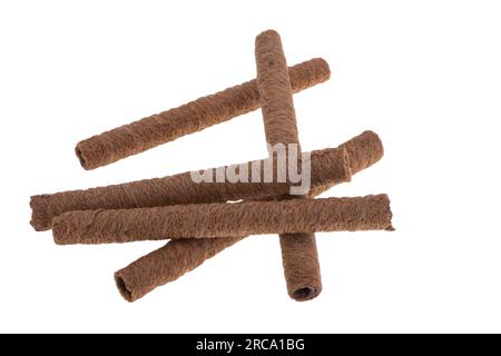 wafer rolls isolated on white background Stock Photo