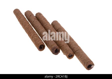 wafer rolls isolated on white background Stock Photo