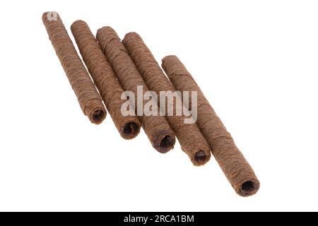 wafer rolls isolated on white background Stock Photo