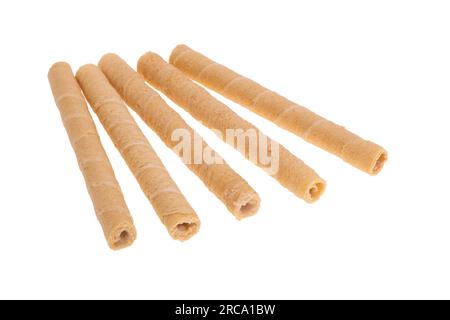 wafer rolls isolated on white background Stock Photo