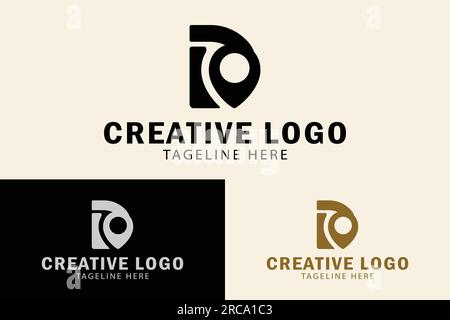 D initial letter logo with Location. design initial D pin location. Creative logo professional. simple vector design editable Stock Vector