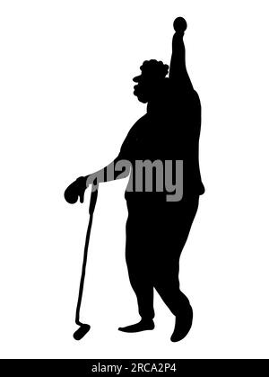 Black silhouette of a Male Golfer who is happy after hitting a good shot, a Cheering golfer in the game, sports vector illustration isolated on white Stock Vector