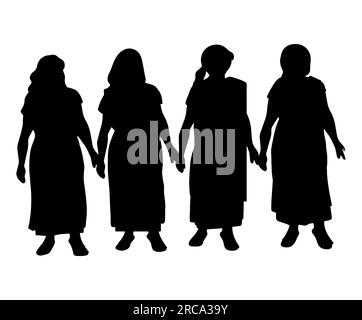 Women are holding hands. Black silhouettes of women. International ...