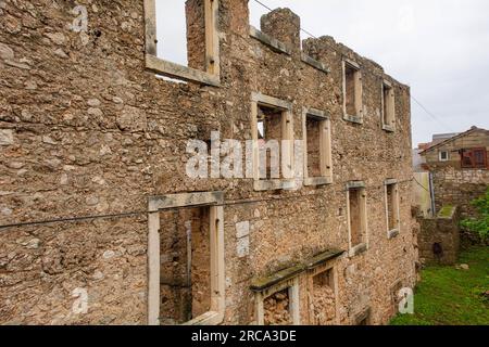 'House Within a House', or Kuca U Kuci, Bol, Brac, Croatia. This is the outer house. In 19th century, a newer house was built around an existing house Stock Photo