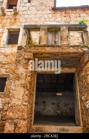 'House Within a House', or Kuca U Kuci, Bol, Brac, Croatia. This is the inner house. In 19th century, a newer house was built around an existing house Stock Photo