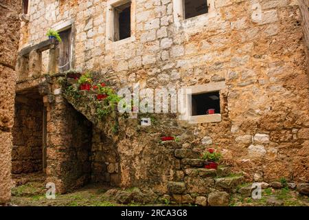 'House Within a House', or Kuca U Kuci, Bol, Brac, Croatia. This is the inner house. In 19th century, a newer house was built around an existing house Stock Photo