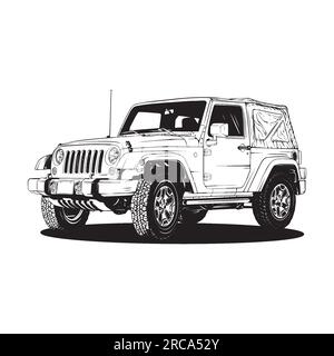 jeep car art 4x4 illustration vector line art Stock Vector