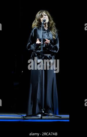 Italian singer Carla Bissi, aka Alice, during the concert 'Eri con me: Alice canta Battiato' at Roman Theater of Ostia Antica, near Rome (Photo by Matteo Nardone / Pacific Press/Sipa USA) Stock Photo