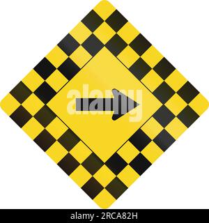 Checked warning road sign in Canada with keep right arrow. This sign is used in Ontario. Stock Photo